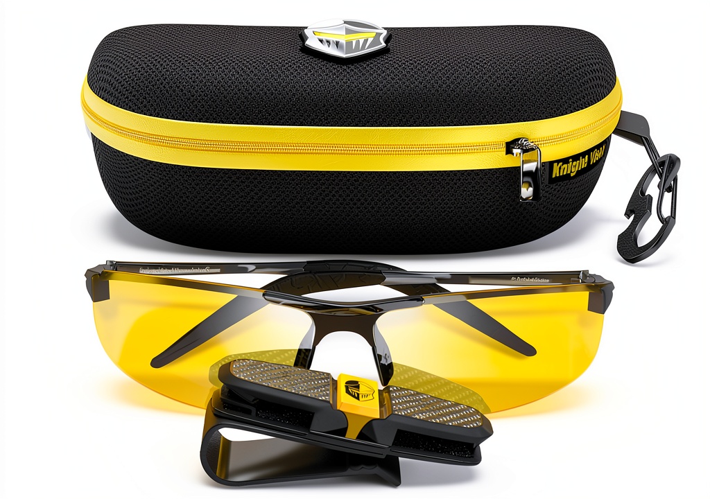Knight Visor night driving glasses being worn while driving at night