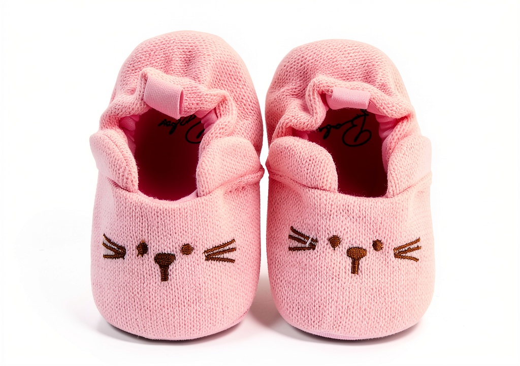 Pink baby doll shoes with cute paw patterns