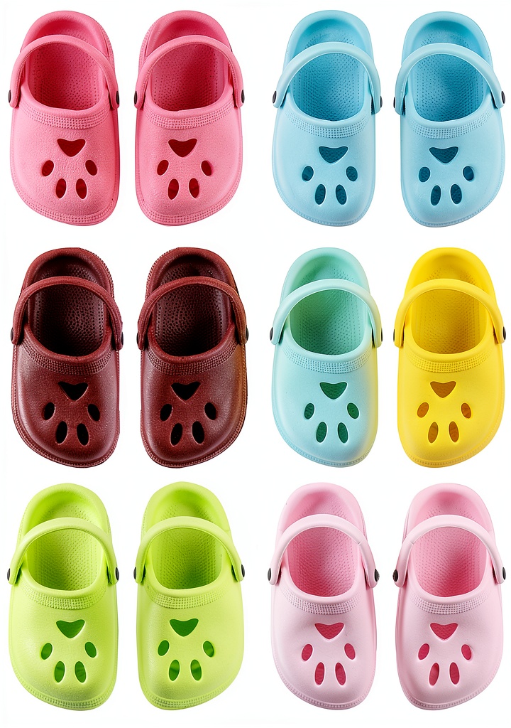 Children dressing dolls with colorful clogs
